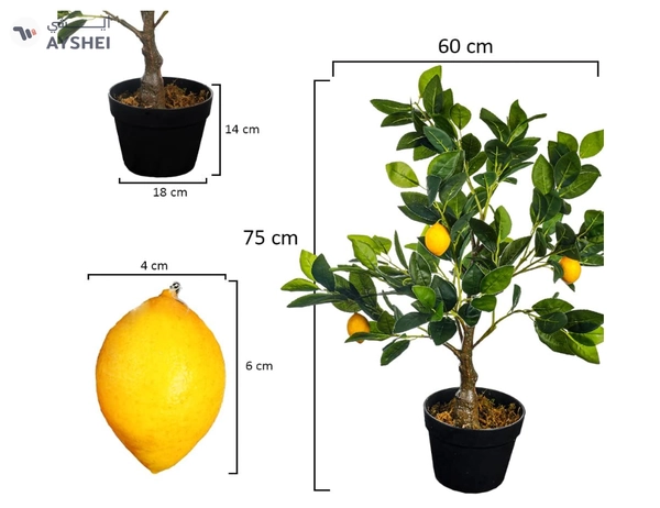 Yatai Decor Artificial Lemon Fruit Plant – Artificial Tree Outdoor With Plastic Pot – Plants
