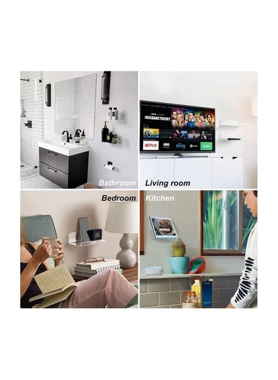 Eworld Pack of 2 clear Acrylic Floating Wall Shelves for jewelry and Decorative stuff-1
