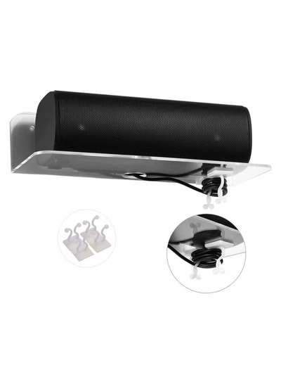 Eworld Pack of 2 clear Acrylic Floating Wall Shelves for jewelry and Decorative stuff-2