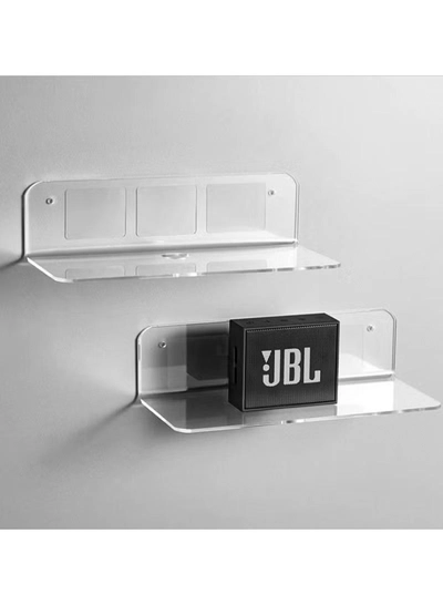 Eworld Pack of 2 clear Acrylic Floating Wall Shelves for jewelry and Decorative stuff-4