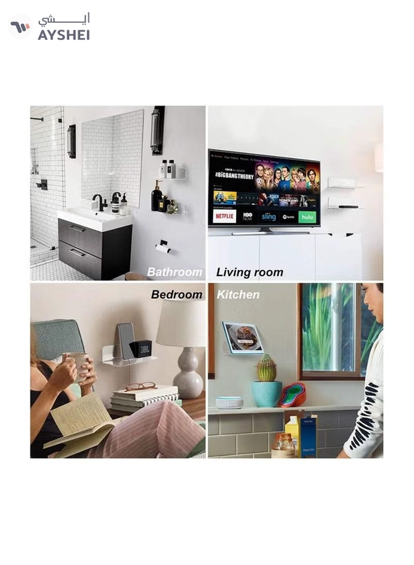 Eworld Pack of 2 clear Acrylic Floating Wall Shelves for jewelry and Decorative stuff