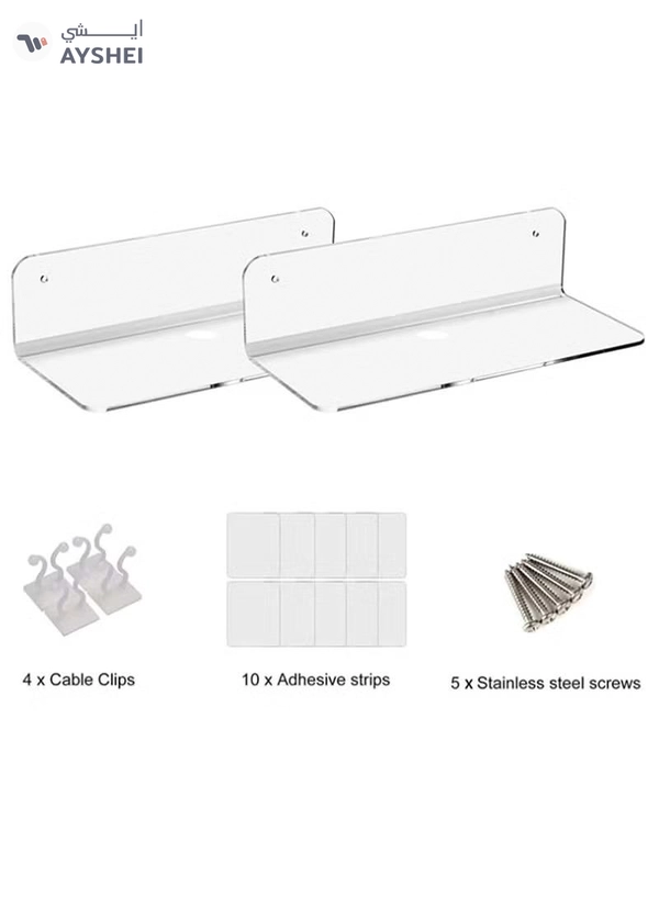 Eworld Pack of 2 clear Acrylic Floating Wall Shelves for jewelry and Decorative stuff