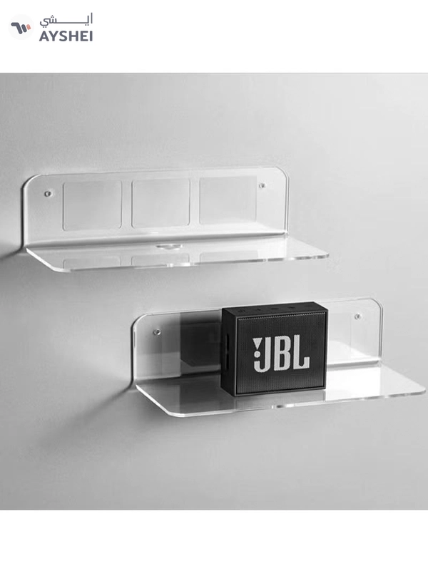 Eworld Pack of 2 clear Acrylic Floating Wall Shelves for jewelry and Decorative stuff