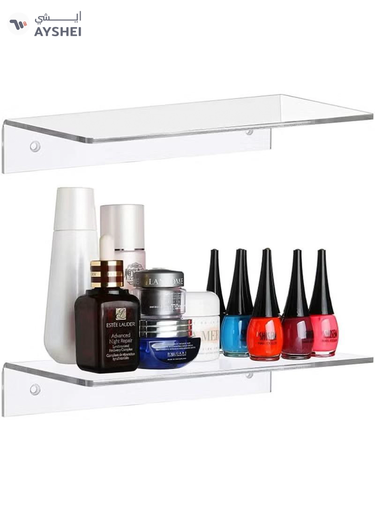 Eworld Pack of 2 clear Acrylic Floating Wall Shelves for jewelry and Decorative stuff-5-5