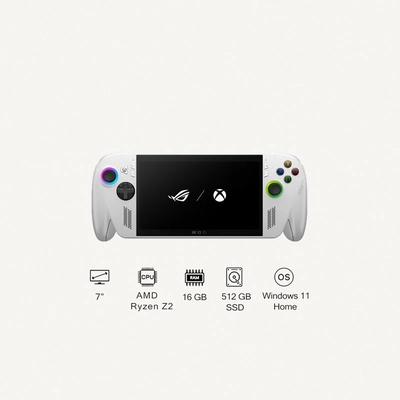 ASUS ROG XBOX ALLY Gaming Console With 7 Inch Full HD (1920X1080) Display 120Hz, AMD Ryzen Z2 A Processor/16GB RAM DDR5/512GB SSD/AMD Radeon Graphics/Windows 11 Home/Dolby Speaker TYPE C & Finger Print Sensor/ GARDENIA WHITE-0