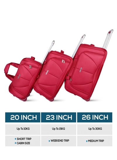 PARAJOHN 3-Piece Travel Luggage Duffel Bag Set Dark Red-4