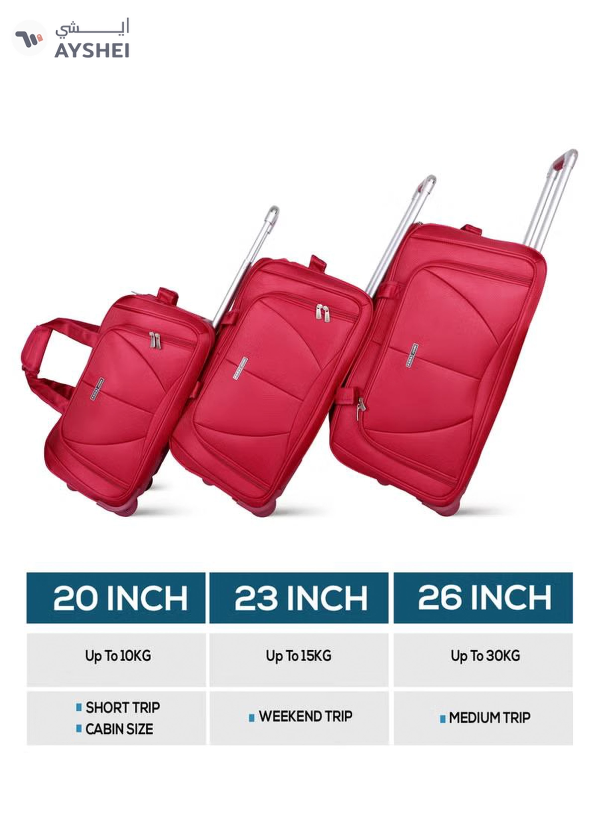 PARAJOHN 3-Piece Travel Luggage Duffel Bag Set Dark Red-4-4