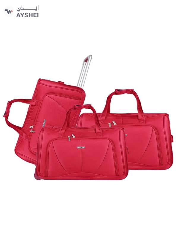 PARAJOHN 3-Piece Travel Luggage Duffel Bag Set Dark Red