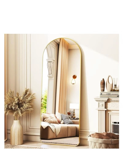 Y&D Full Length Mirror Arched Aluminum alloy Large Standing Dressing Mirror Hanging Leaning Against Wall Mounted Mirror with Stand for Bedroom Locker Room Living Room-0