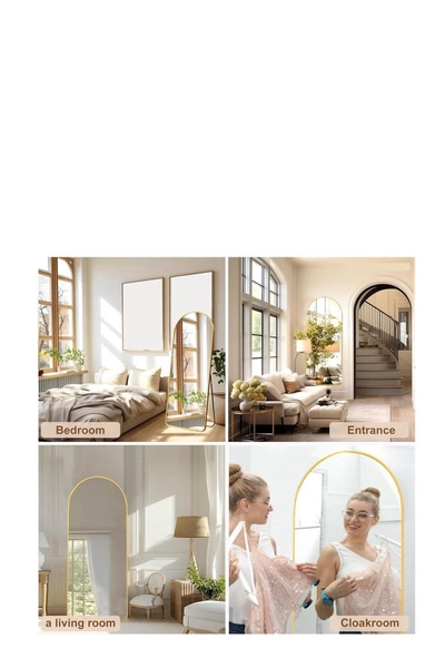 Y&D Full Length Mirror Arched Aluminum alloy Large Standing Dressing Mirror Hanging Leaning Against Wall Mounted Mirror with Stand for Bedroom Locker Room Living Room-6