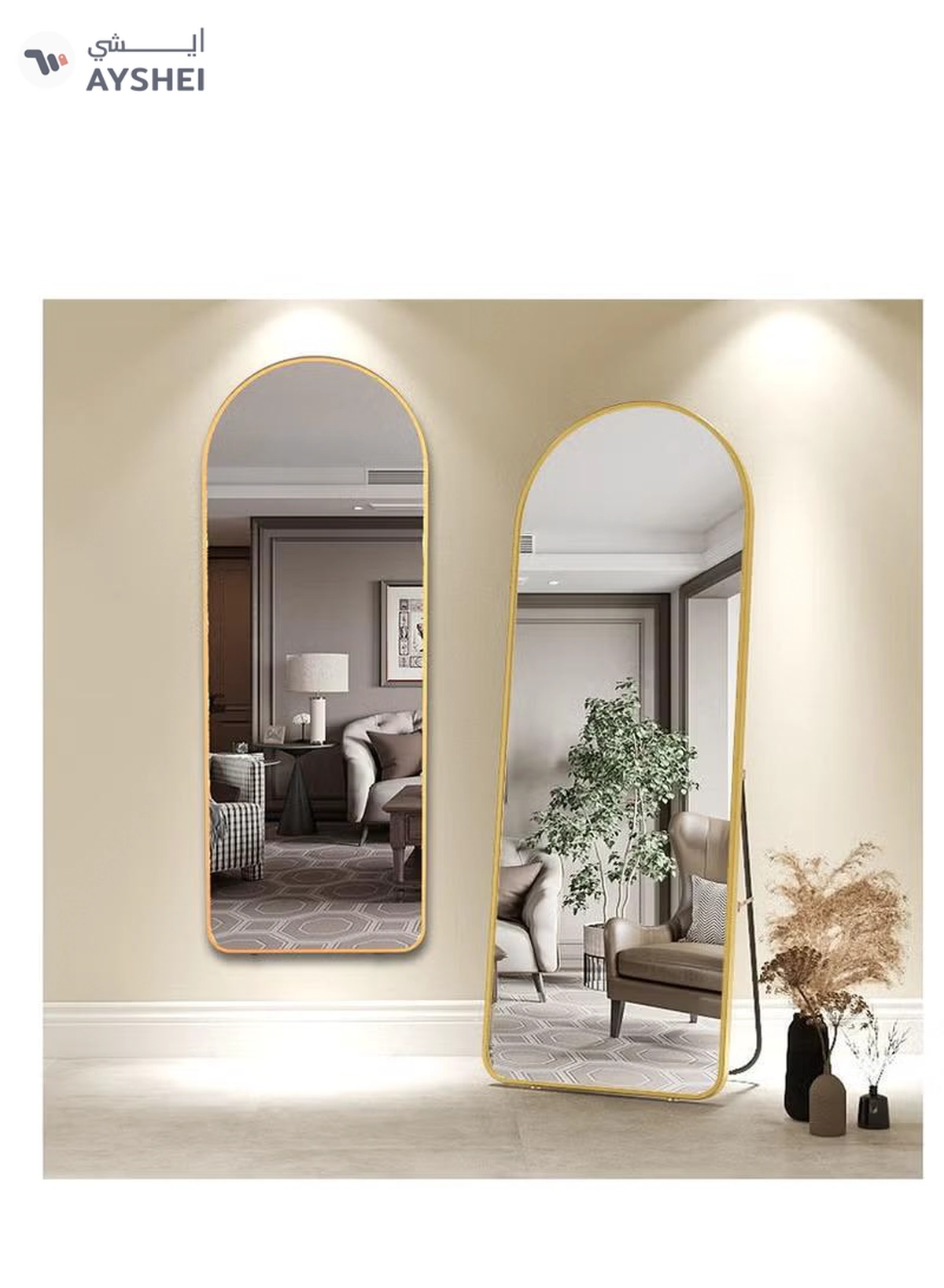 Y&D Full Length Mirror Arched Aluminum alloy Large Standing Dressing Mirror Hanging Leaning Against Wall Mounted Mirror with Stand for Bedroom Locker Room Living Room-7-7