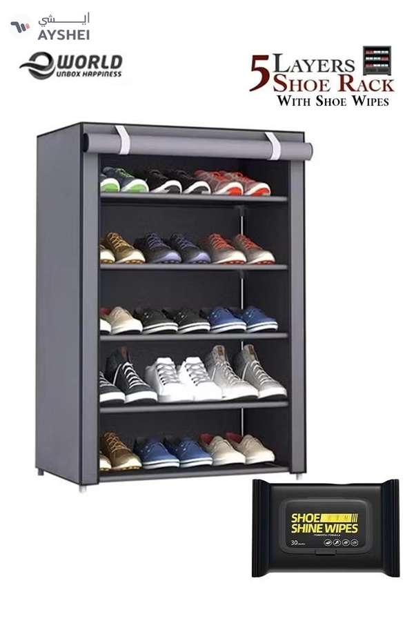 Eworld 5 Layer Stylish Shoe Organizer Rack for Entryway Hallway Storage Furniture