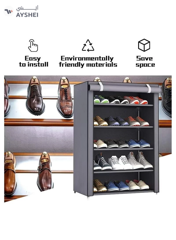 Eworld 5 Layer Stylish Shoe Organizer Rack for Entryway Hallway Storage Furniture