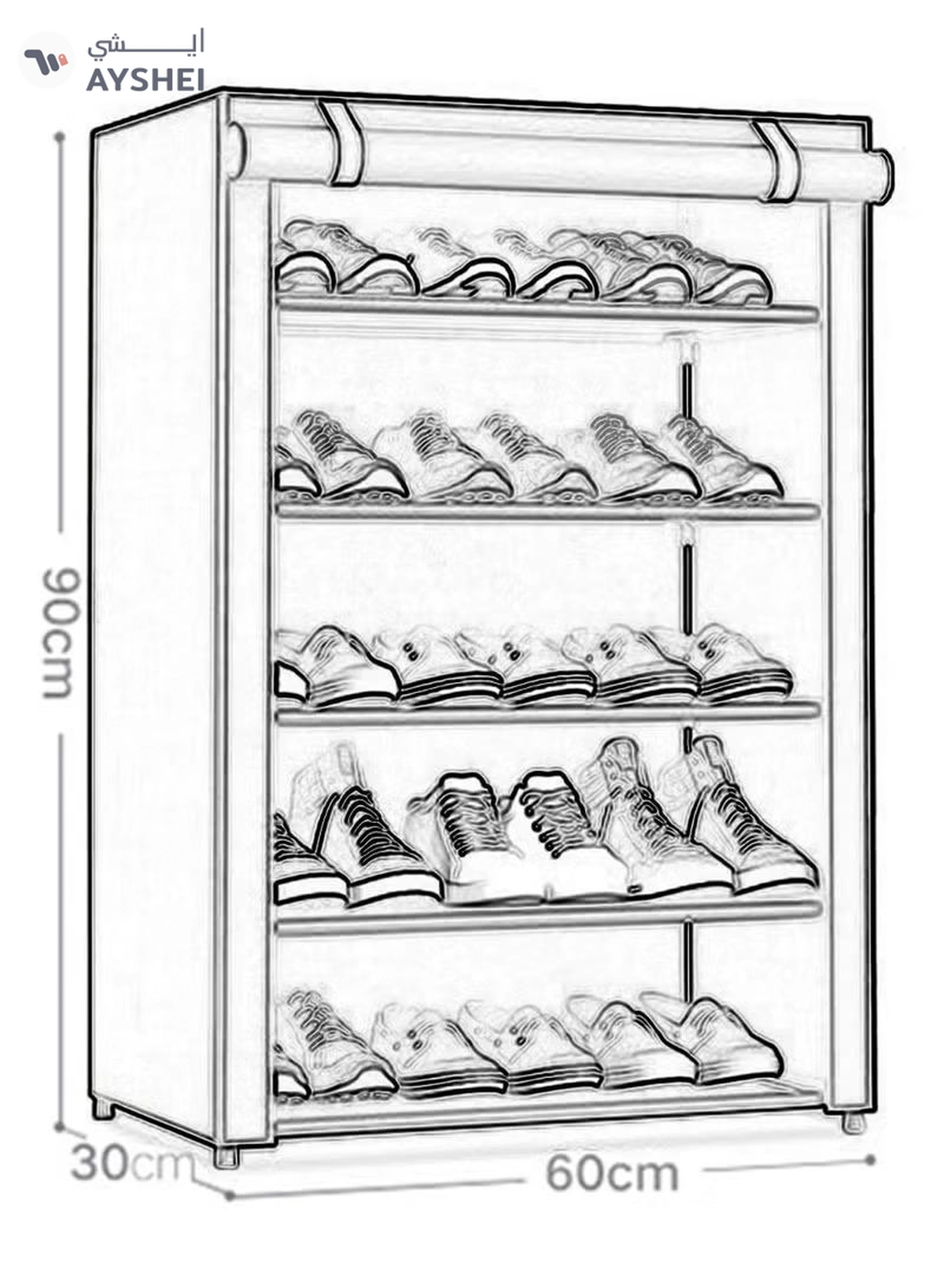 Eworld 5 Layer Stylish Shoe Organizer Rack for Entryway Hallway Storage Furniture -6-6