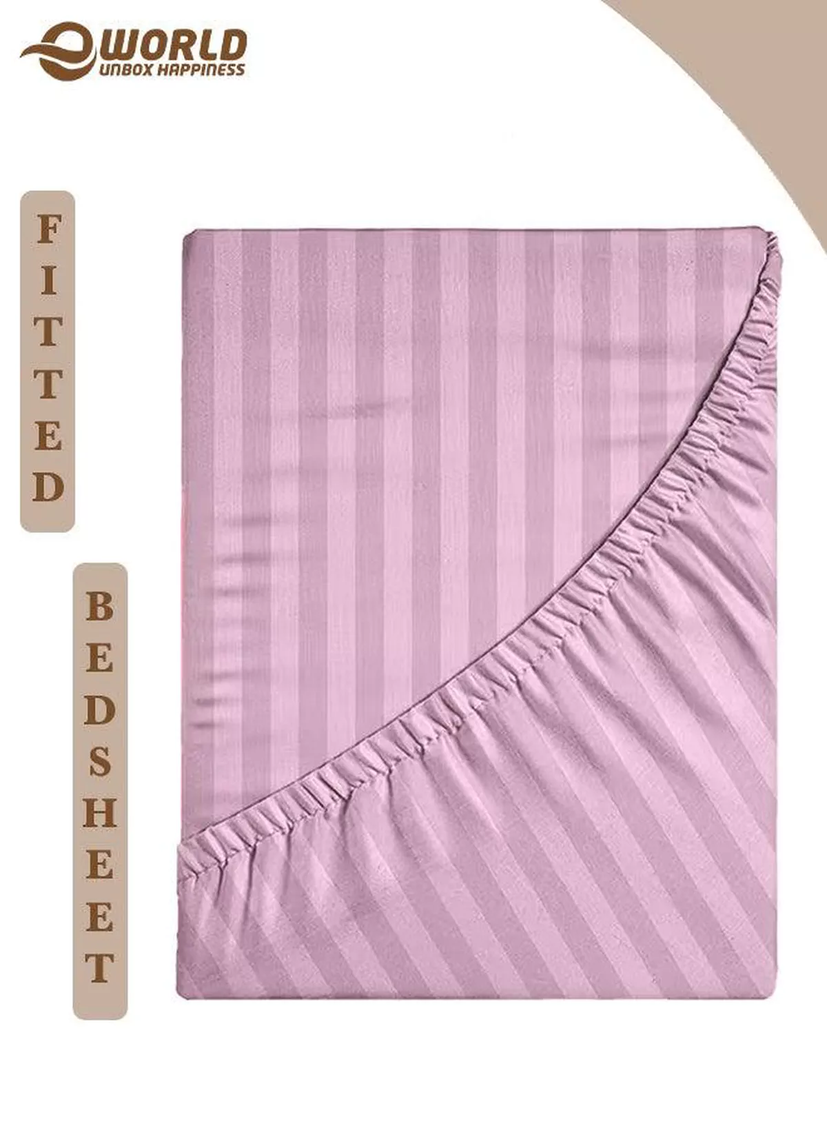 Pink Striped Microfiber Fitted Bedsheet with Deep Pocket for a Snug Fit, Breathable, Machine Washable for Optimal Protection, Available in King, Queen and Single Sizes, Without Pillow Cover