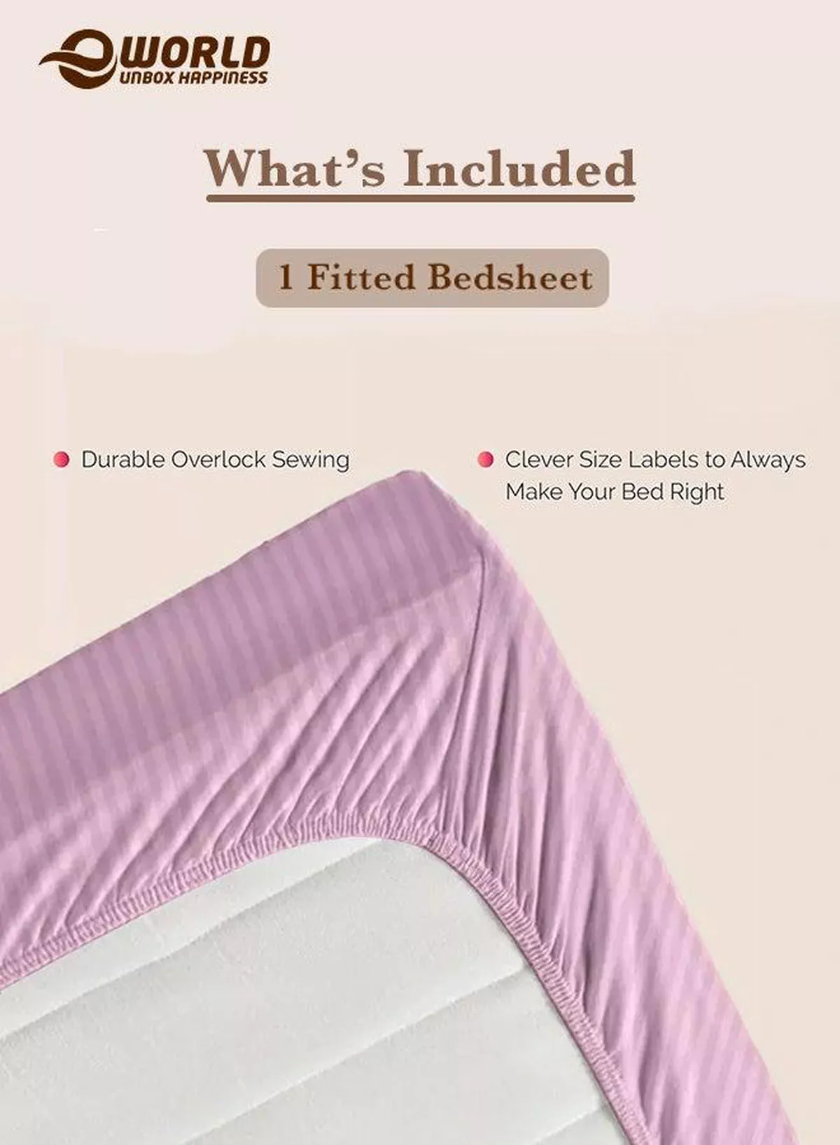 Pink Striped Microfiber Fitted Bedsheet with Deep Pocket for a Snug Fit, Breathable, Machine Washable for Optimal Protection, Available in King, Queen and Single Sizes, Without Pillow Cover-2-2