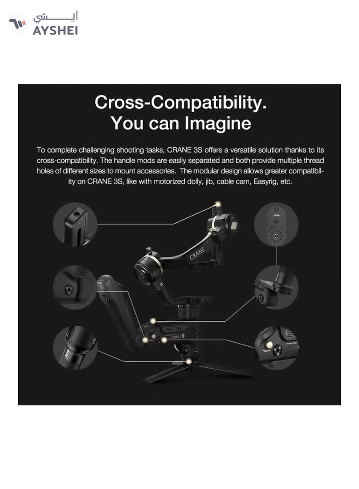 Zhiyun Crane 3S 3-Axis Gimbal Stabilizer Black-4-4