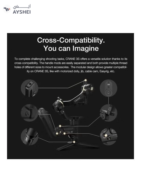 Zhiyun Crane 3S 3-Axis Gimbal Stabilizer Black