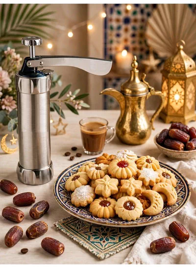 20 Shape Biscuit Maker Cookie Press, Durable Aluminum Cookie Press with Easy Manual Operation, Create Beautiful Homemade Cookies and Decorative Biscuits Quickly, Comfortable Handling and Easy Cleaning for Everyday Baking-3