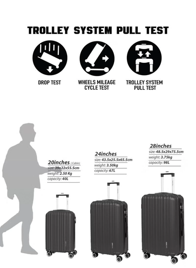 PARAJOHN Medium 24-Inch ABS Lightweight Hardshell Luggage Trolley | carrying 20kg 4-Wheel Spinner Suitcase Dark grey-3
