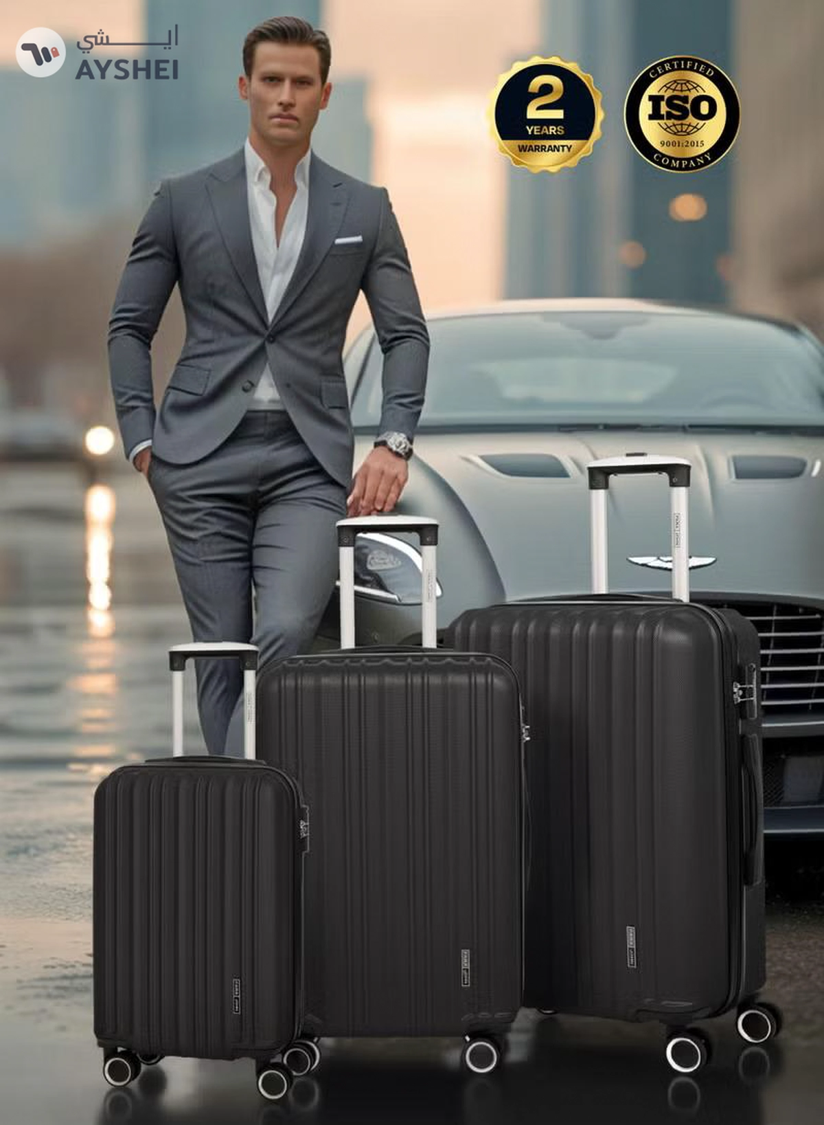 PARAJOHN Medium 24-Inch ABS Lightweight Hardshell Luggage Trolley | carrying 20kg 4-Wheel Spinner Suitcase Dark grey-5-5