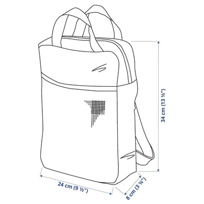 IKEA PIVRING Backpack, Light Grey, 24x8x34 cm/9 L -6