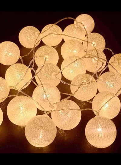 JIHAM Warm White Cotton Ball String Lights for Bedroom 3M / 9.84Ft 10 LED Cotton Ball Fairy Lights Battery Powered Cotton Ball Lights Indoor Outdoor Party Decoration LED Light-0