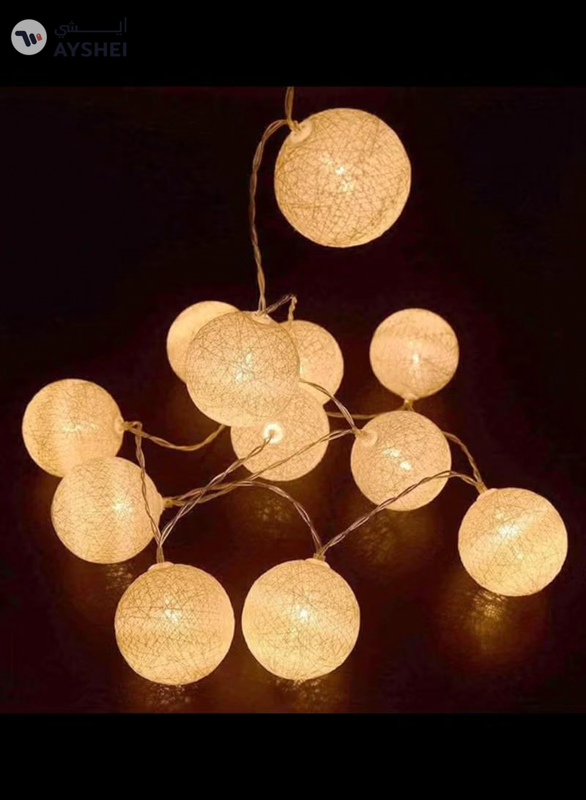 JIHAM Warm White Cotton Ball String Lights for Bedroom 3M / 9.84Ft 10 LED Cotton Ball Fairy Lights Battery Powered Cotton Ball Lights Indoor Outdoor Party Decoration LED Light-2-2