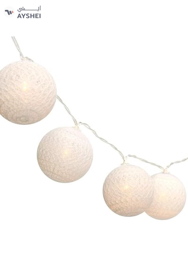 JIHAM Warm White Cotton Ball String Lights for Bedroom 3M / 9.84Ft 10 LED Cotton Ball Fairy Lights Battery Powered Cotton Ball Lights Indoor Outdoor Party Decoration LED Light