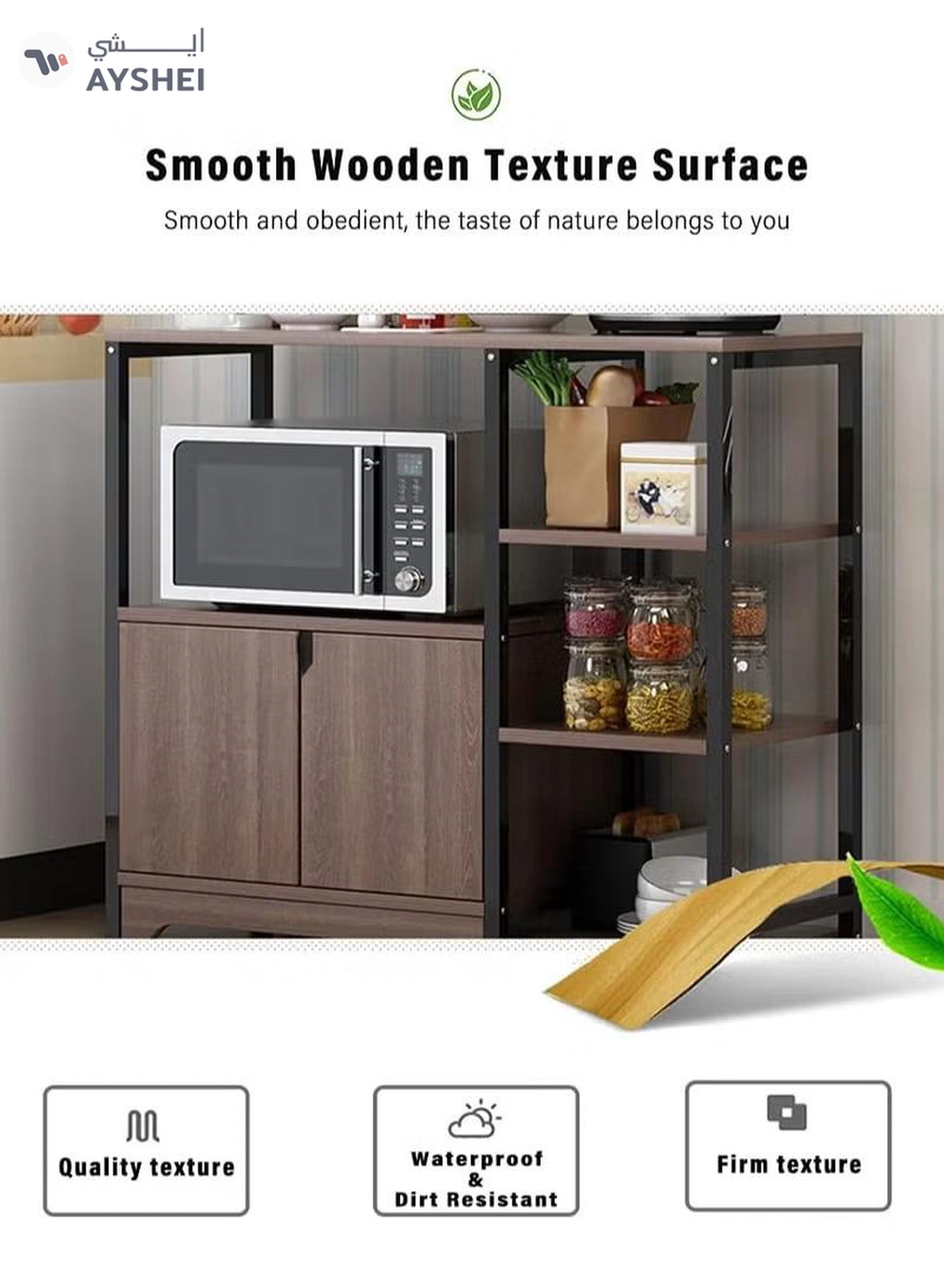 DubaiGallery Kitchen Cabinet,Kitchen Shelf,Kitchen Counter Shelf, 4-Tier Microwave Oven Stand with Storage Cabinet,Multi-layer Kitchen Storage Rack for Spice,Utensils, Vegetable, Fruit-2-2