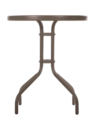 DubaiGallery Outdoor Bistro Table Patio Dining Table Round Side Table Coffee Table Furniture with Metal Frame Water Ripple Glass Top-1