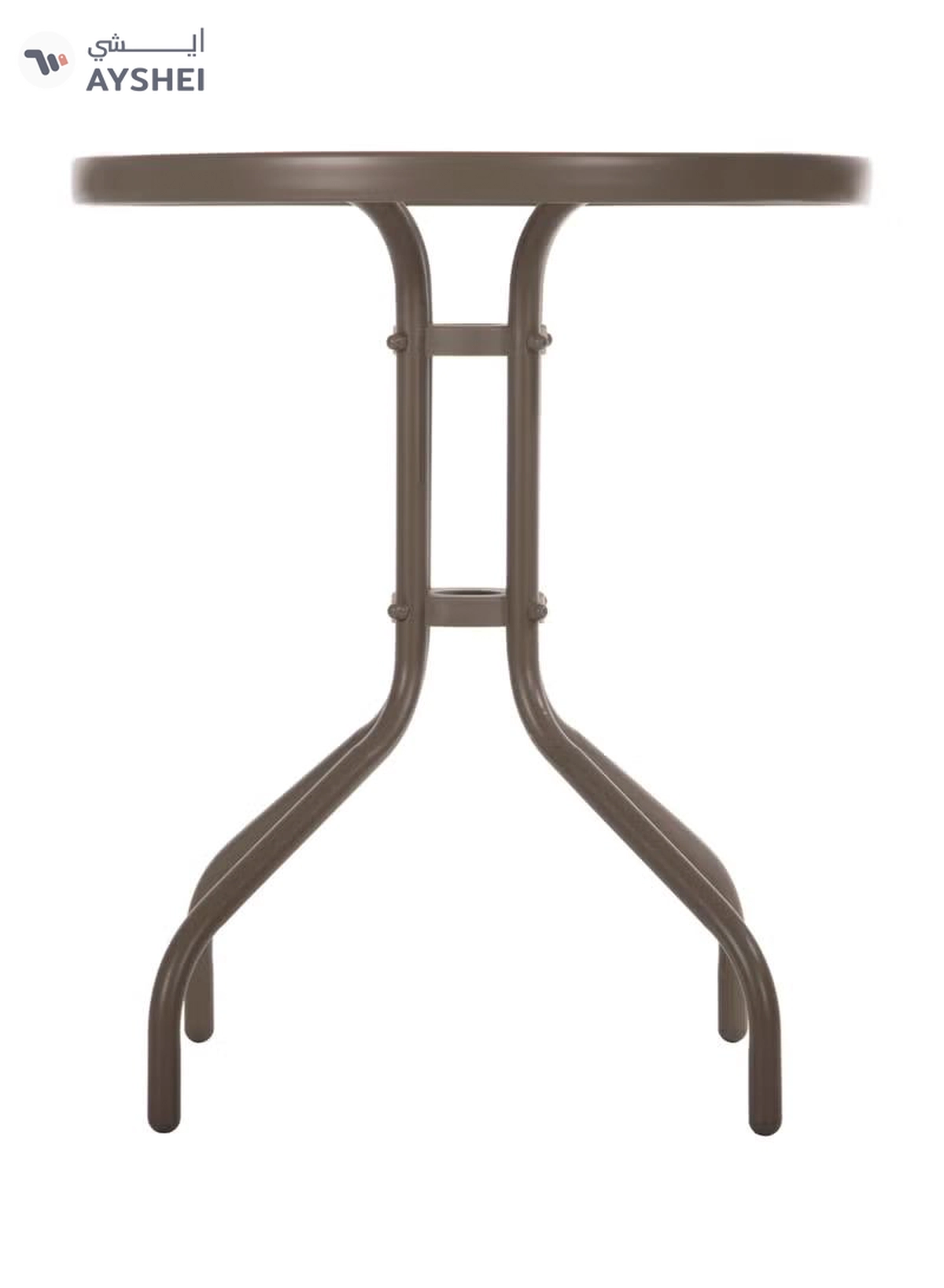 DubaiGallery Outdoor Bistro Table Patio Dining Table Round Side Table Coffee Table Furniture with Metal Frame Water Ripple Glass Top-1-1