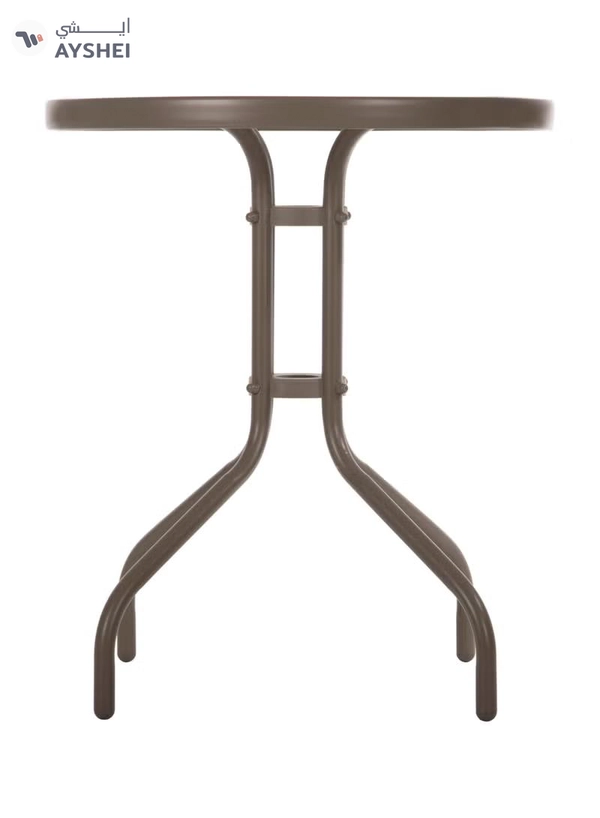 DubaiGallery Outdoor Bistro Table Patio Dining Table Round Side Table Coffee Table Furniture with Metal Frame Water Ripple Glass Top