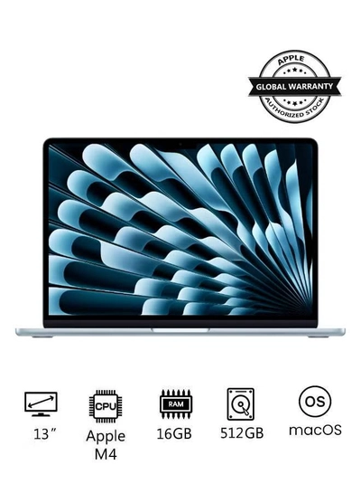 Apple New 2025 MacBook Air MC6U4 13-Inch Display, Apple M4 Chip 10-Core CPU 10-Core GPU Processor/16GB RAM/512GB SSD/macOS English/Arabic Sky Blue-0