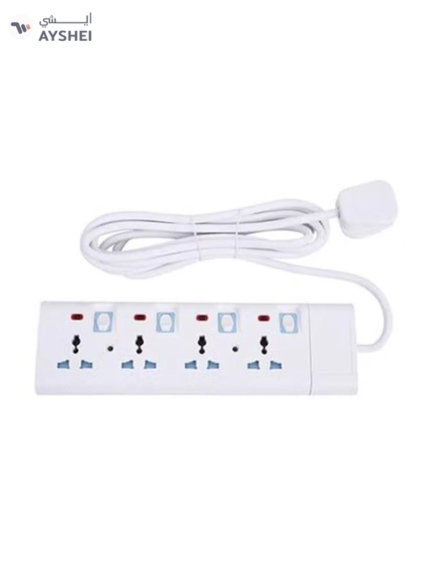GEEPAS 4-Way Extension Socket White