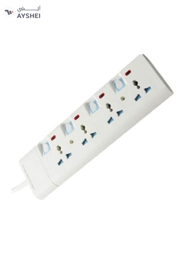 GEEPAS 4-Way Extension Socket White