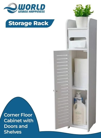 Eworld High-Quality PVC White Corner Floor Cabinet-0