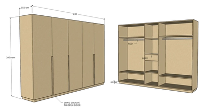 CF 5 Door Wardrobe, Custom Made-0