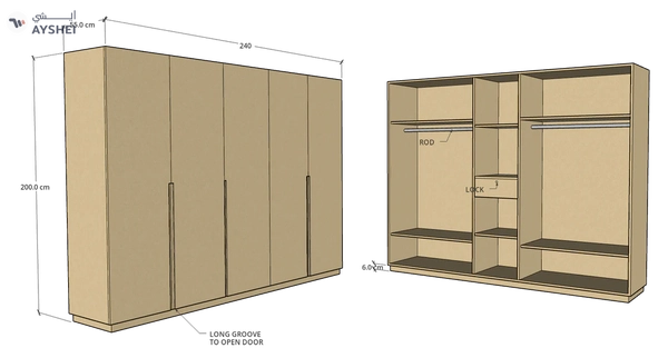 CF 5 Door Wardrobe, Custom Made