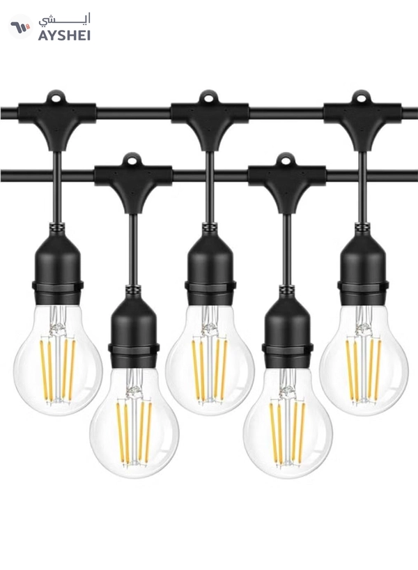 Yuwell Outdoor Waterproof IP65 Led String Lights E27 Holder 10 Meter Bulb Holder Wire With 20 Bulbs 4W A60 Clear With EU Plug Solar Bulb Holder For Ramadan Decoration Lights And Outdoor Decoration Light Hanging Light String Wire Ramadan Light For Commercial Patio Garden & Porch Yard