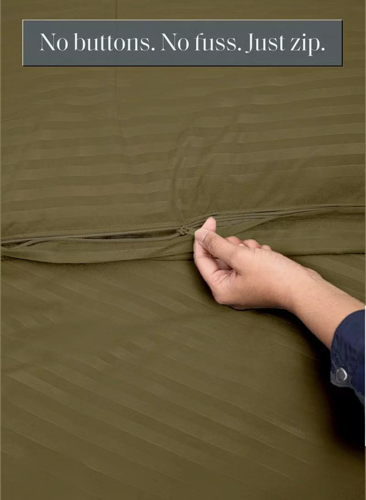 Premium Striped Duvet Set All Season – 6-Pieces Set Olive Green | King Size 220x240 cm | Ultra-Soft, Wrinkle-Resistant & Made in Dubai | Includes Duvet Cover, Fitted Sheet (200x200 cm) & 4 Pillowcases (50x70 cm)-4-4