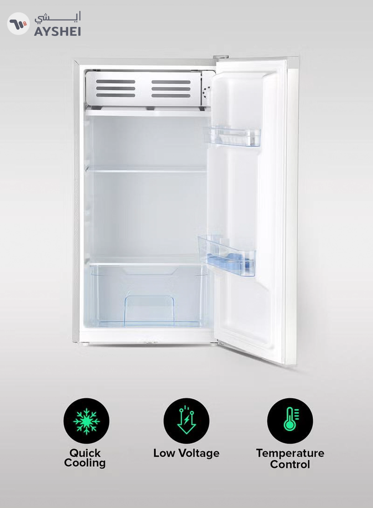 GEEPAS Defrost Mini Fridge 110L Capacity With Lamp, Door Lock & Key | Low Noise Design, Compact, Powerful Compressor, Energy Saving, Faster Cooling, Adjustable Thermostat GRF115SPEH Silver-4-4