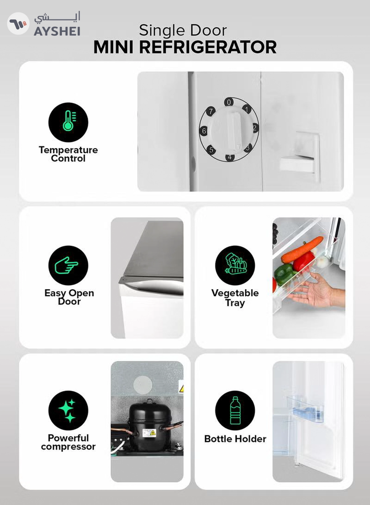 GEEPAS Defrost Mini Fridge 110L Capacity With Lamp, Door Lock & Key | Low Noise Design, Compact, Powerful Compressor, Energy Saving, Faster Cooling, Adjustable Thermostat GRF115SPEH Silver-5-5