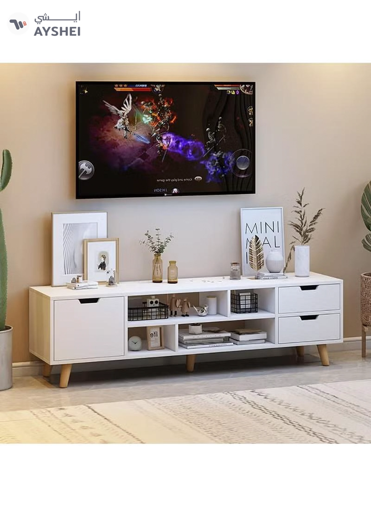 DubaiGallery Cabinet, modern TV cabinet, TV table storage rack, simple TV cabinet rack, modern TV cabinet with drawers, living room background storage cabinet-1-1