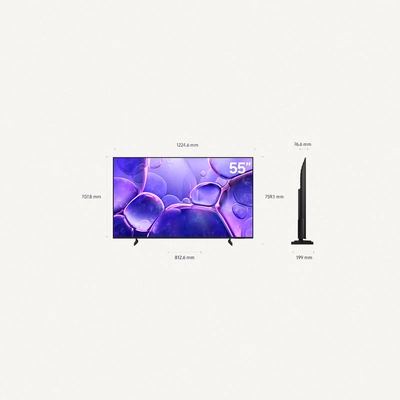 Samsung 55 Inch Crystal UHD TV, U8000F, 4K, Crystal Processor 4K, MetalStream Design, Knox Security, Endless Free Content, Smart TV, UA55U8000FUXZN (2025 - UAE Version) U8000F BLACK-1
