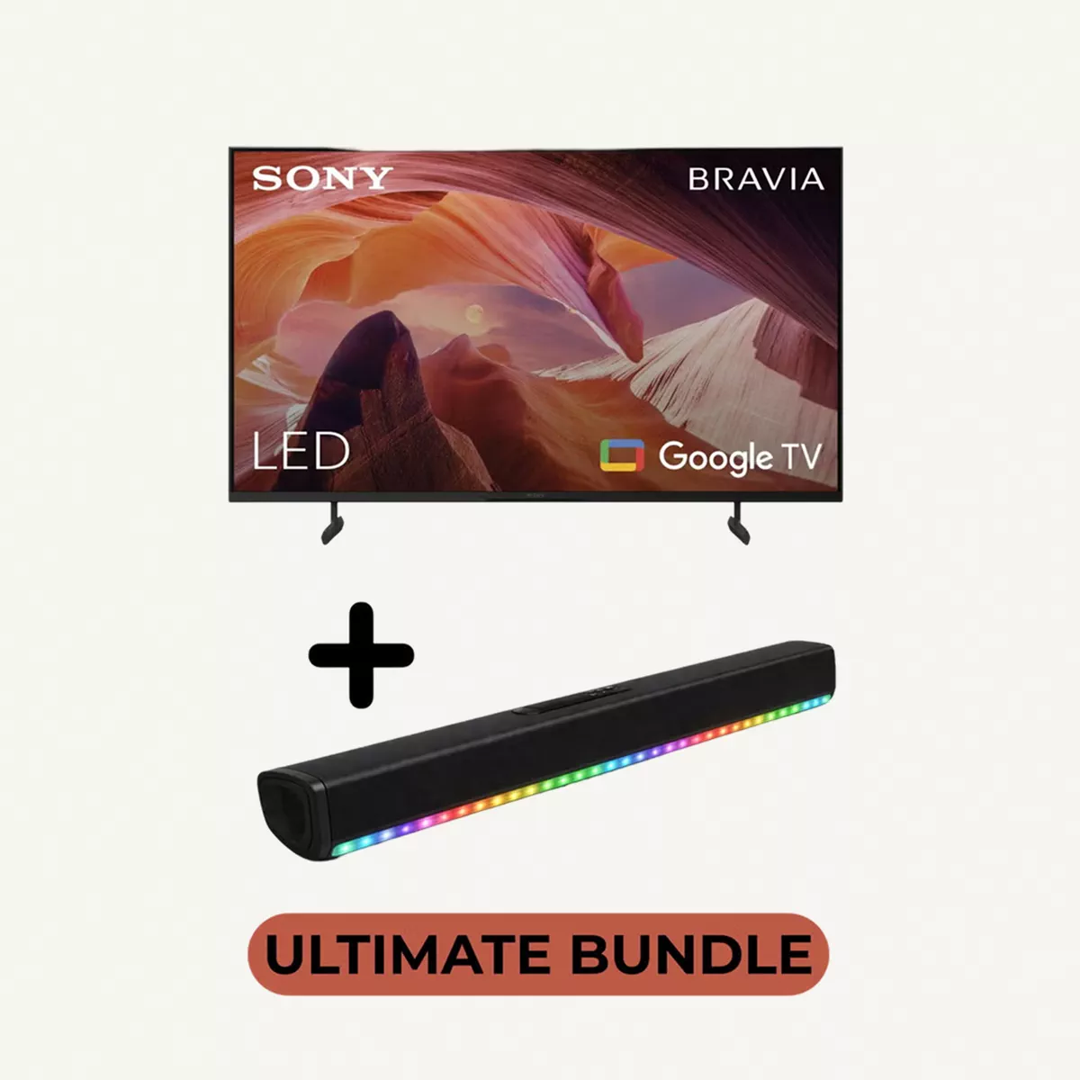 Sony Bundle Of Bravia 50-Inch X80L 4K UHD Smart Google TV With 2.0 Channel Portable Soundbar With Built In Battery & LED Lights - Ideal for Cinematic Home Theater, PS5 Pro Gaming, and Immersive Sports Streaming, Sony 50 Inch HDR TV - KD-50X80L+SOUNDBAR Black