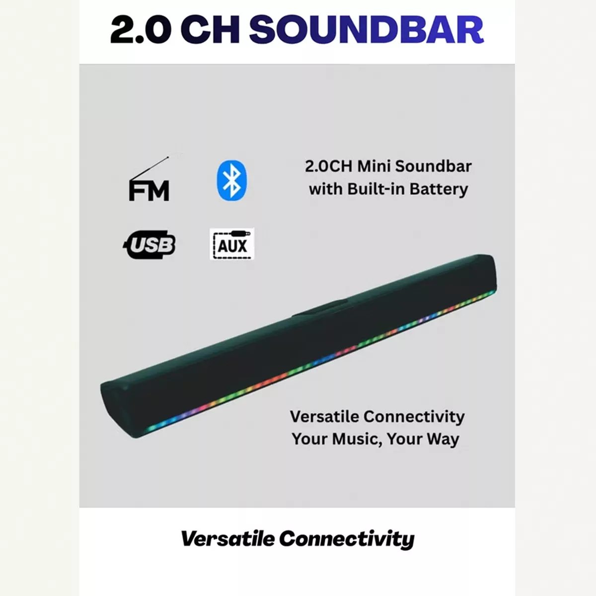 Sony Bundle Of Bravia 50-Inch X80L 4K UHD Smart Google TV With 2.0 Channel Portable Soundbar With Built In Battery & LED Lights - Ideal for Cinematic Home Theater, PS5 Pro Gaming, and Immersive Sports Streaming, Sony 50 Inch HDR TV - KD-50X80L+SOUNDBAR Black-2-2