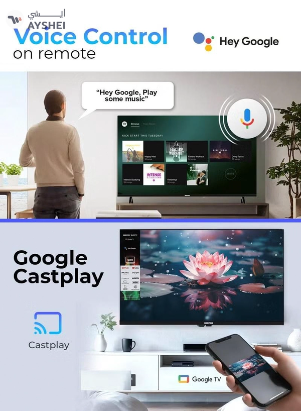 GEEPAS 65" 4K Ultra HD QLED Google TV | Sharp Picture with Sleek Design, with Built-in Apps | Dolby Audio, HDMI & USB Connectivity | Voice Remote with Google Cast | GLED6565GTQLD