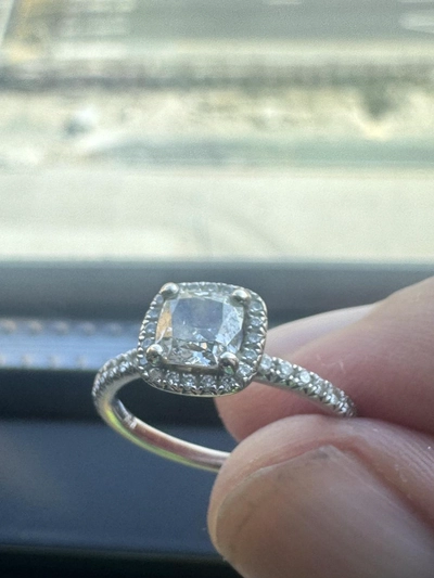 Stunning Cushion Cut Diamond Halo Ring-0