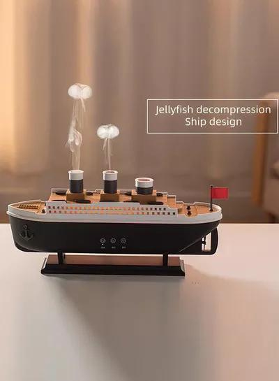 Titanic Ship Humidifier & Aromatherapy Diffuser, Ultrasonic Cool Mist Diffuser with Remote Control, Multi-Color LED Lights, Dual Mist Modes, Elegant Black Design for Home & Office (250ml)-4